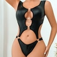 thumbnail image 2 of NECHOLOGY Ropa Interior Mujer Adulto Lencería De Mujer Sexy Para Sexo Body de malla de contraste de piel sintética para mujer, lencería de una pieza con tiras Negro X-Grande, 2 of 7