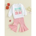 thumbnail image 3 of CIYCuIT Kids Baby Girls Christmas 2Pcs Outfits Long Sleeve Letter Print Sweatshirt + Flared Pants Sets Toddler Casual Daily Clothes 6M 12M 18M 24M 3T 4T, 3 of 8