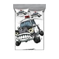 thumbnail image 2 of Police Bedding Set with Sheet & Covers, Police Cartoon Car Cab Like Design with Furious Angry Eyes and Red Alarm Print, Printed Bedroom Decor 2 Shams, 4 Sizes, Black and White, by Ambesonne, 2 of 3