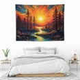 thumbnail image 3 of ONETECH  Forest Sun Tapestry Trippy Nature Tree Tapestry Hippie Boho Mountain Wall Tapestry Aesthetic Starry Sky Tapestry Vintage Magic River Tapestry Hanging for Bedroom, 3 of 7