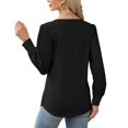 thumbnail image 2 of MOMOFEEL Pleated Blouses for Women Puff Long Sleeve Tunic Tops Dressy Casual Shirts For Spring or Summer (M9011 Black XXL), 2 of 5