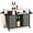 Grey, variant on HOMEFUN Outdoor Kitchen Island Wicker Serving Console Cart & Grill Bar Table Waterproof with Wheels and Ice Bucket Backyard and BBQ Prep, Brown