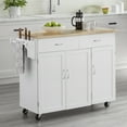 thumbnail image 2 of TMS Extra Large Rolling Kitchen Storage Carts with Adjustable Shelf, Rubberwood White, 18 in, 2 of 6
