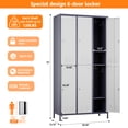 thumbnail image 6 of Aobabo Metal Storage Lockers for Employees,Steel Locker Cabinet with 6 Door Lockable,Industrial Light Gray+White Storage Locker Cabinet for Gym,School,Office,Assembly Required,72''H*35.43''W*15.75''D, 6 of 7
