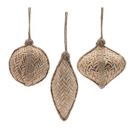 Melrose Woven Bamboo Ornament Set of 6
