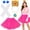 Pink, variant on 5-Piece Pink Princess Cosplay Set for Women, Pink Tutu Skirt Costume Accessories with Gold Sequin Crown, Gloves & Gem Jewelry for Halloween Dress-Up
