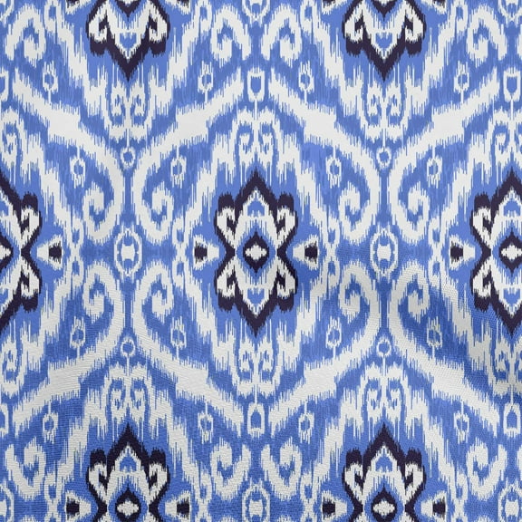 oneOone Polyester Spandex Blue Fabric Asian Ikat Sewing Fabric By The Yard Printed Diy Clothing Sewing Supplies 56 Inch Wide-8977