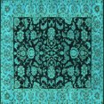 thumbnail image 1 of Ahgly Company Machine Washable Indoor Square Oriental Turquoise Blue Industrial Area Rugs, 7' Square, 1 of 4