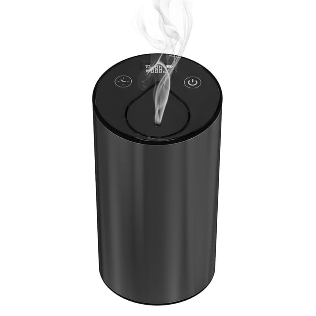 Graflsoa Wireless Car Aroma Diffuser with Adjustable Mist, USB/Battery Powered, Aluminum Alloy Design, Silent Operation, Black