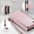 thumbnail image 5 of for iPhone 11 Pro Max Wallet Case, for iPhone 11 Pro Max Case for Wallet Women Men, PU Leather Magnetic Flip Wrist Strap Zipper Card Holder Phone Cases for iPhone 11 Pro Max 6.5-inches, Pink, 5 of 13