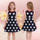 thumbnail image 1 of Odeerbi Niñas Día de La Independencia Vestido de Línea A Verano Patriótico Estrella Raya Ruffle Gorra Manga Vestido Casual, 1 of 6