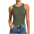 thumbnail image 7 of enyan Tank Tops for Women Womens Ladies Ribbed Thick Strap Racerback Tight Slim Fitted Sporty Workout Tank Tops,AG,M, 7 of 7
