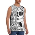 thumbnail image 2 of Fotbe Floral Sugar Skull Portrait Men's Camiseta sin Mangas Estampada para Hombres, Playera Casual para Gimnasio, Entrenamiento, Playa-3X-Large, 2 of 7