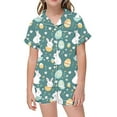 thumbnail image 2 of FhsagQ Pajamas Girls' Easter Print Short Sleeve Shorts Two Piece Pajama Set Girls Easter Pajamas Size 8 Girls St. Patrick's Day Pajamas Size 14-40 Pants Army Green 130, 2 of 5