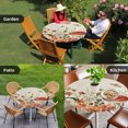 thumbnail image 4 of Vintage Spring Floral Round Tablecloth for 36-44 Inch Tables, Fitted Table Cover with Elastic Edge, Summer Botanical Red Waterproof Outdoor Table Cloth Protector for Patio Garden Dinner Picnic, 4 of 9