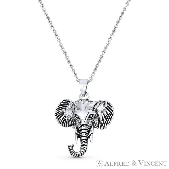 Elephant Head Animal Charm Pendant in .925 Sterling Silver