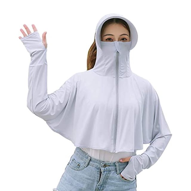 Chaqueta protectora solar para mujer Desiderio Camisa protectora solar UPF50 Bolsillo en la capucha con protección solar