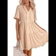 thumbnail image 2 of Vestido Informal de Mujer con Escote en V, Corta y Volantes, Corte A, Color Albaricoque L, 2 of 5