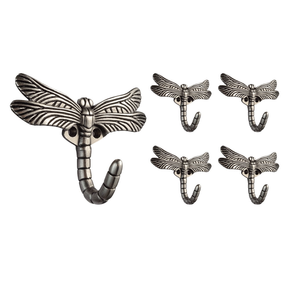 Franklin Brass Dragonfly Hook in Brushed Satin Pewter, 5 pack