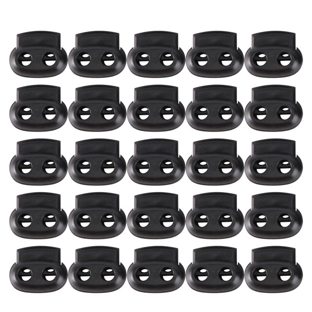 MasteelfCA 50PCS Universal Backpack Mountaineering Bag Plastic Threading Buckle Double Hole Cord Lock(Black)
