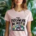 thumbnail image 5 of Patchwork Monster Halloween Shirt, Colorful Cartoon Monster Graphic Tee, Black, Size S, 5 of 6