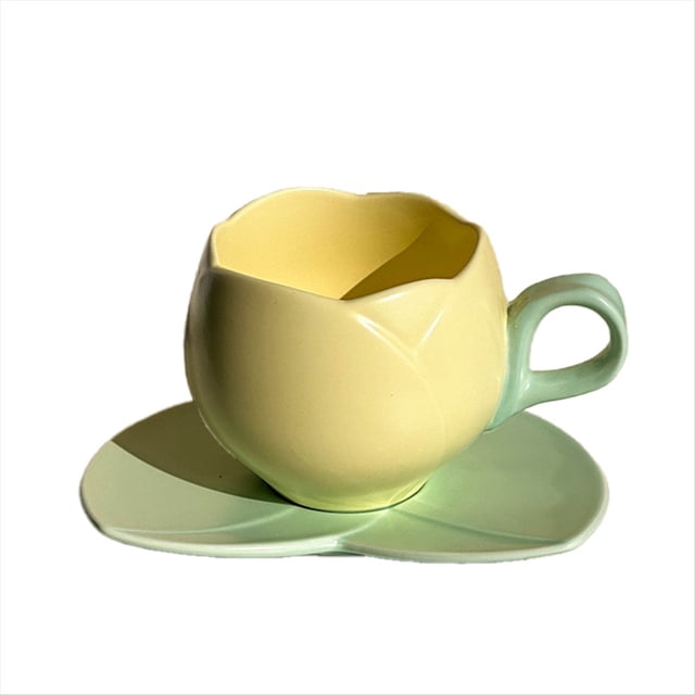 de Tulipán de Café de Cerámica con Forma de Flor de 300 Ml, Platillo para de Té, de Cerámica para Beber, de Tulipán,B