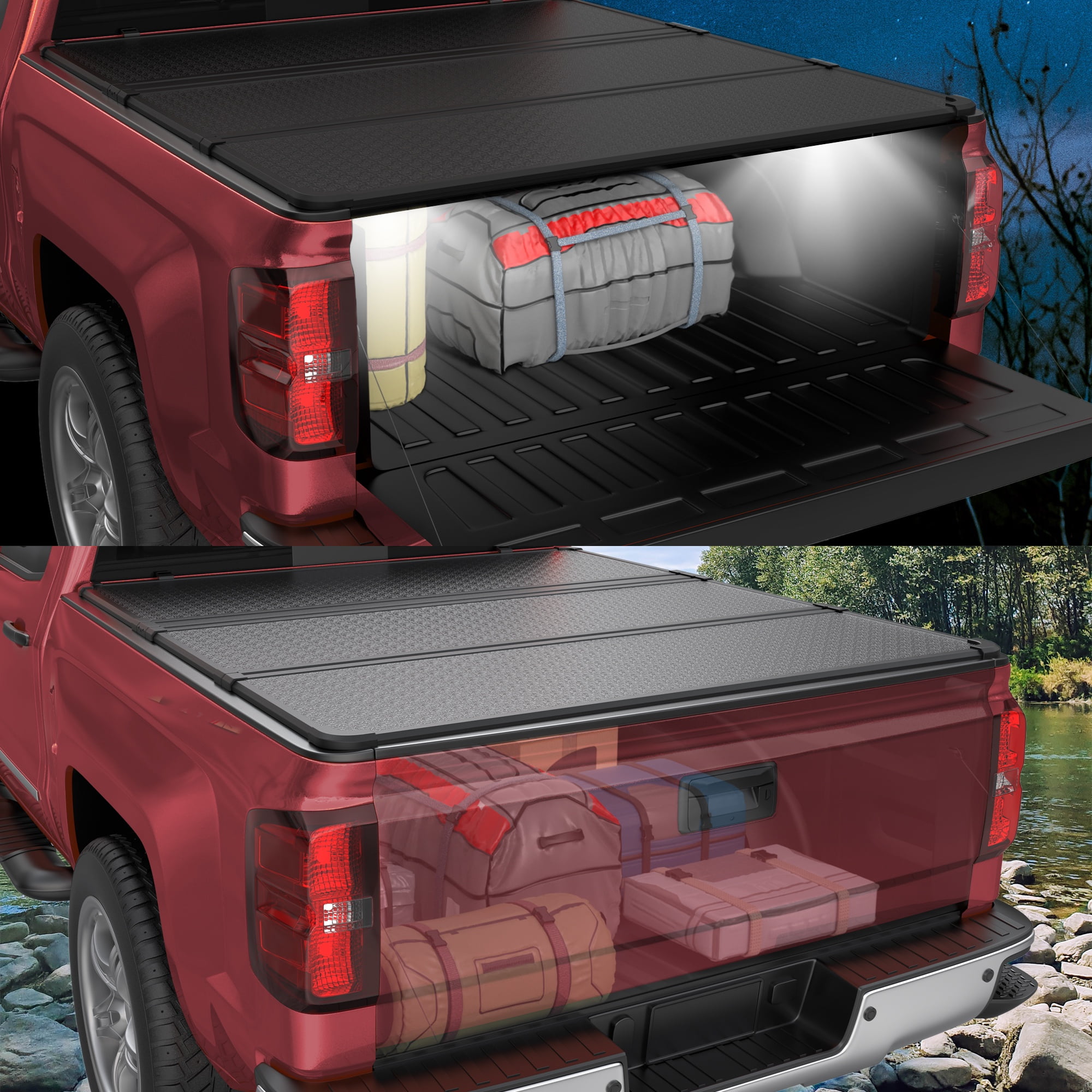 TITANICMOTOR 4.5FT 54.4Inch Hard Tri Fold Aluminum Truck Bed Tonneau Cover for 2022 2023 2024 2025 Ford Maverick