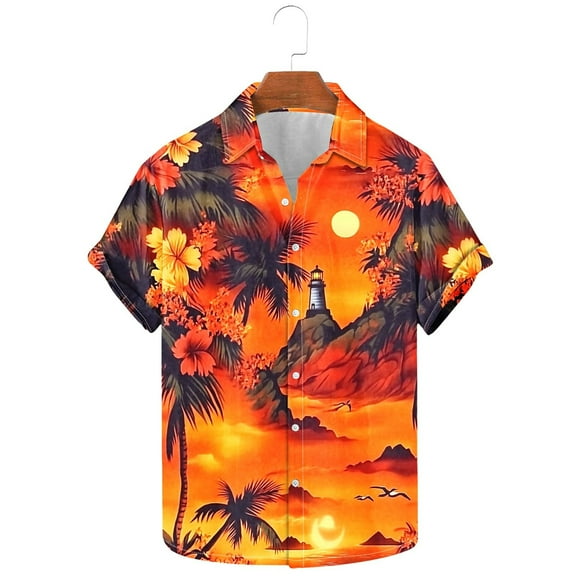 Blmnix Big And Tall Mens Shirts Hawaiian Shirt Guide T-Shirts Collared Short Sleeve Mens Shirts Casual,XXXXL