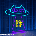 thumbnail image 2 of Craftnamesign UFO Abduction Cat Neon Sign, Cat UFO Led Sign, Pet Shop Wall Decor, 2 of 4