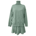 thumbnail image 5 of Letdown Skirt Sets Women 2 Piece Outfits Long Sleeve Turtleneck Loose Sweater & Mini Pleated Knit Skirts Going Out Lounge Outfits (Green,XL), 5 of 5