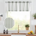 thumbnail image 2 of Cortina JINCHAN Visillo de Lino a Rayas 127x41 cm Verde, 2 of 9