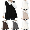 thumbnail image 3 of DuoJiaJ Womens Oversized Sweater Vest, Crew Neck Cable Knit with Pockets Brown XXXL, 3 of 7
