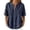 Dark Blue, variant on Daznico Women's Henley V Notch Neck Linen Blend Blouse Short Sleeve Casual Summer Loose Fit Solid Tops,S