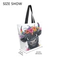 thumbnail image 4 of Open Top Canvas Tote Bag with Zipper Reusable Shopping Bag 13.5x15" Roomy Carryall Cute Black Cow, 4 of 9