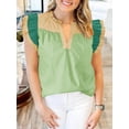 thumbnail image 4 of Blusa Tankaneo para mujer con volantes, color verde bloque, 4 of 8