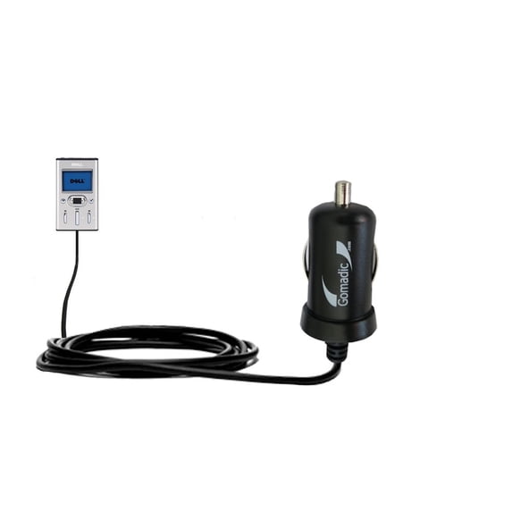 Gomadic Intelligent Compact Car / Auto DC Charger suitable for the Dell Pocket DJ 15GB - 2A / 10W power at half the size. Uses Gomadic TipExchange Tec