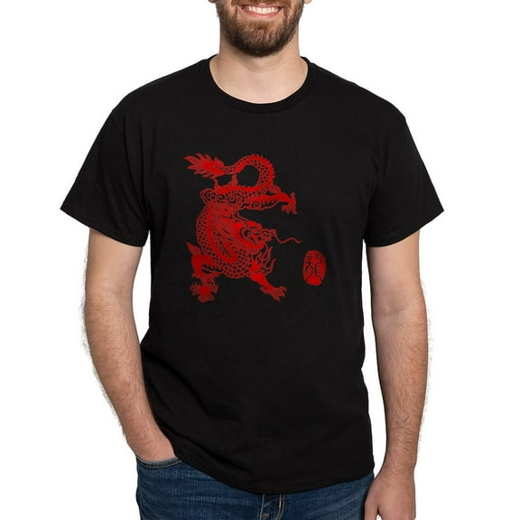 CafePress - Asian Dragon Dark T Shirt - Men's Classic Graphic Cotton T-Shirt