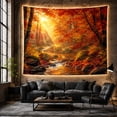 thumbnail image 6 of Autumn Forest Stream with Sunlit Trees and Mossy Rocks, Serene Rustic for Nature Lovers, Landscape Wall Art, Thanksgiving Gift, Tapestry Wall Hanging for Bedroom and Living Room, 6 of 7