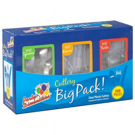 Party Dimensions 80203 Solid Clear Combo Cutlery - 3000 Per Case