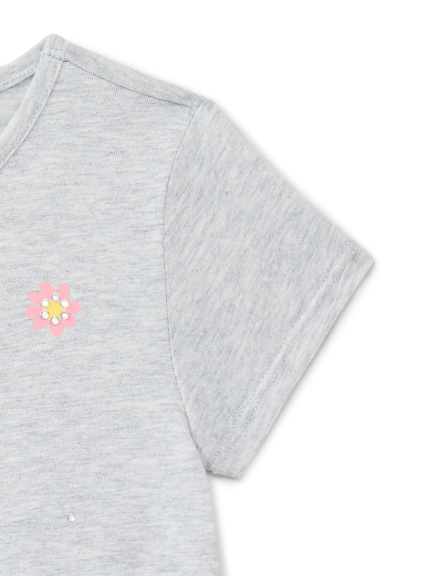 Wonder Nation Girls Embellished Graphic Tee with Short Sleeves, Sizes 4-18 & Plus