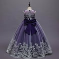 thumbnail image 2 of Girls Dress Flower Kids Lace Dress Wedding Party Formal Long Maxi Sequin Bowknot Puffy Tulle Dresses Baby Girl Dress Purple 140, 2 of 7