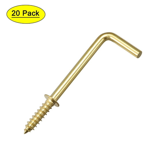 Uxcell 1.8" Screw Eye Hooks Self Tapping Screws Screw-in Hanger Hooks Golden 20 Pack