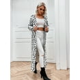 thumbnail image 3 of Eilly Bazar Open Front Longline Coat for Women Long Sleeve Female Dalmatian Pattern CoatNo Pocket Black and White S, 3 of 5