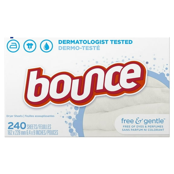 Bounce Free & Gentle Dryer Sheets, 240 Sheets, Unscented Fabric Softener Sheets, Hypoallergenic and Dermatologist Tested 2 PACK (480 SHEETS)