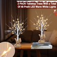 thumbnail image 5 of [ 2 Pack & Timer ] Prelit Lighted Birch Trees with 48 LED Warm White Lights DIY Burlap, Battery Operated Artificial Tabletop Christmas Tree for Home Indoor Holiday Xmas Christmas Decorations White, 5 of 5