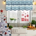 thumbnail image 5 of Teal Blue Stripes Ombre Curtain Valances for Windows, Kitchen Valance Window Treatments Panel 2 Pack, Gradient White Geometric Ocean Wave Rod Pocket Short Curtains for Bathroom Bedroom 60 x 18 Inch, 5 of 8