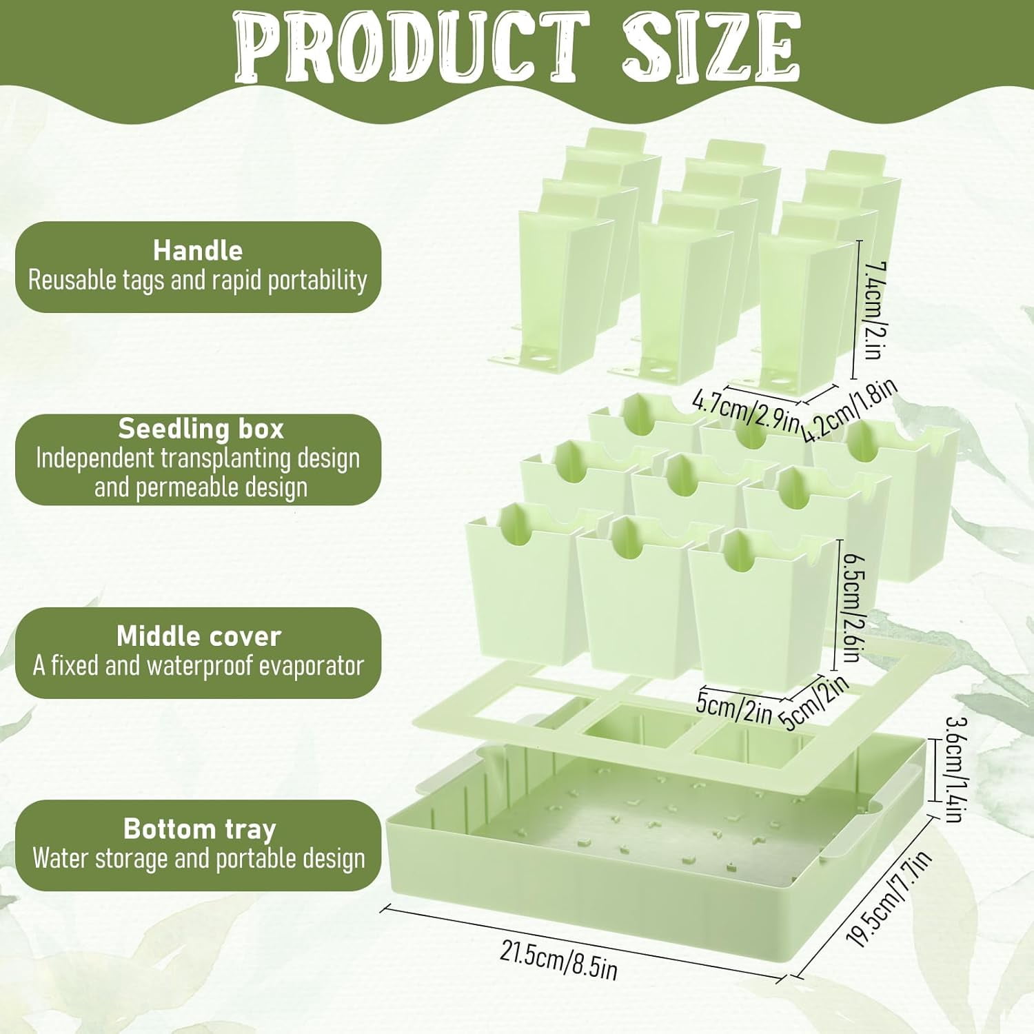 Seedling Starter Trays, Seed Starting Kit Thickened Tray with Double Side Handles, Reusable for Indoor, Outdoor, Greenhouse Use