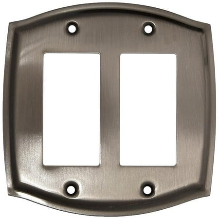 Double Gfci Solid Brass - Colonial Style Solid Brass Double GFCI Switchplate, Antique Nickel