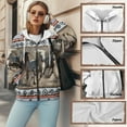 thumbnail image 7 of SCRAWLGOD Horse Gray White American Tribal Women's Zip Up Hoodies with Pockets Y2k Fashion Sweatshirt Drawstring Comfortable Jacket for Casual Wear, Exercising, Outdoor Activities, L, 7 of 7