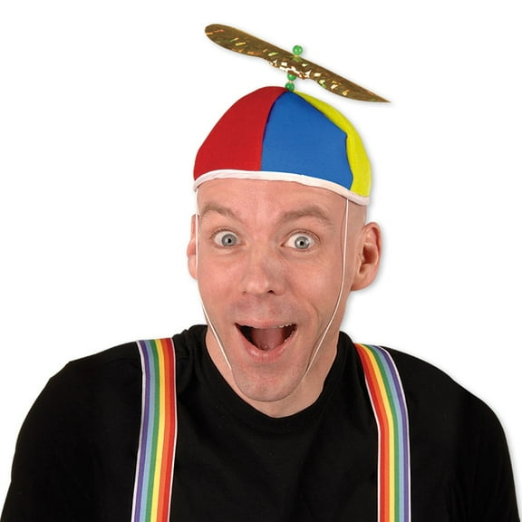 Party Central Pack of 12 Vibrantly Colored Spinning Men Adult Cyclone Propeller Beanie Party Hat -